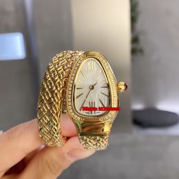 7 Styles High Quality Watches 35mm Swiss Quartz Womens Watch Diamond Bezel Mother of pearl Dial 18K Gold Twine Bracelet Ladies Wristwatches