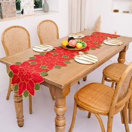 Christmas Decorations 35 CM Placemats Bright Flowers Cup Mat Coasters For Family Dinner Table Mats Xmas Year 2022 Party DecorationsChristmas