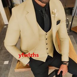 Customise tuxedo Two Buttons Handsome Notch Lapel Groom Tuxedos Men Suits Wedding/Prom/Dinner Man Blazer Jacket Pants Tie Vest W1092