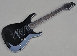 7 Strings Black Electric Guitar with Rosewood Fretboard