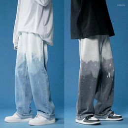 Jeans masculinos de perna larga Moda masculina Baggy casual retro tie-dye masswear streetwear solto hip-hop calças de jeans reta mens s-3xlmen's drak2
