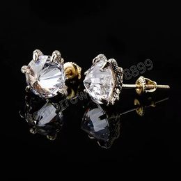 Unique Bling Stud Earrings For Women With Iced Out Prong Cubic Zirconia Earring Studs Cute Romantic Fashion CZ Zircon Diamond Jewellery Gifts For Ladies