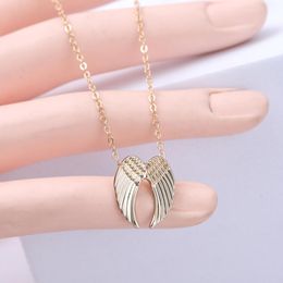 Angel Wings Feather Pendant Choker Vintage Necklace Gift for Women Girl Female New Fashion Jewellery with Paper Card