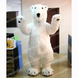 Halloween long plush polar bear Mascot Costume Cartoon Theme Character Carnival Festival Fancy dress Adults Size Xmas Outdoor Party Outfit