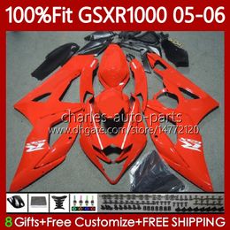 Injection Mould Bodys For SUZUKI GSXR1000 GSXR 1000 CC K5 GSX-R1000 2005-2006 Light red Bodywork 122No.68 1000CC GSXR-1000 05 06 GSX R1000 2005 2006 OEM Fairing Kit