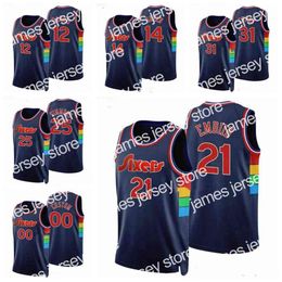 New Philadelphia's 76ers's Basketball jersey Joel Embiid #21 Tyrese Maxey #0 Curry #31 Harris #12 PhiladelphiaCity 2021-22 75TH Diamond jerseys