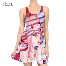 Anime Darling In The Franxx Zero Two Ladies Dress Fashion 3D Print Colourful Dresses Sexy Women Slim Dress Beach Summer 220617