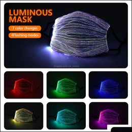 Party Masks Festive Supplies Home Garden Ll Fashion Glowing Mask With Pm2.5 Filter Luminous Led Face For Christmas Par Dhvnb