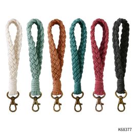 Keychains Macrame Wristlet Keychain Lanyard Braided Key Fob Strap Lobster Claw Boho Friends Gift Wholesale Bohemia 2022Keychains