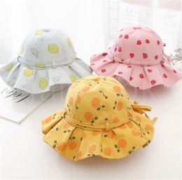 Party Hat Supplies Cute Summer Baby Girls Caps Printed Outdoor Bows Kids Girls Sun Hats de352
