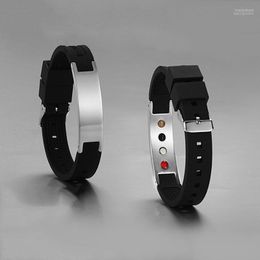 Power Silicone Bracelet Bio Elelents Energy Balance Magnetic Wristband Black Bangle Inte22