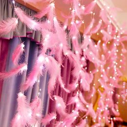 Strings Christmas Led Strip Light Feather String Fairy Curtain Copper Wire For Bedroom Living Room Romantic Decoration LampLED StringsLED