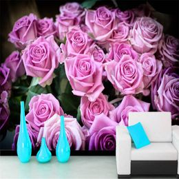 papel de parede Roses Pink Colour Flowers photo 3d wallpaper murals,living room TV sofa wall bedroom wall papers home decor