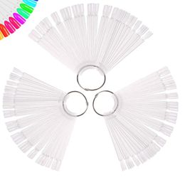 Set of 50PCS Clear Nail Tip Display with Ring Fan Shape Nail Art Polish Displaying Board Practice Color Showing Stand