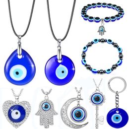 Evil eye necklace for women keyring turkish evil blue eye bead bracelet handmade glasses charms bracelets greek mati hamsa nazar men evil eye Jewellery