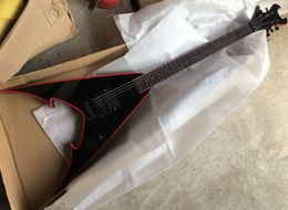 Black 6 Strings Electric Guitar with Rosewood Fretboard,Floyd Rose,Red Binding and Inlay,Can be Customised