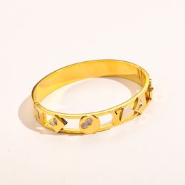 Branded Bracelets Women Bangle Designer Jewellery Gold Plated Stainless Steel Wedding Lovers Gift Bangles Wholesale Zgg1163