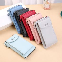 Evening Bags Women Wallet Solid Colour Leather Shoulder Straps Bag Mobile Phone Big Card Holders Handbag Pockets GirlsEvening