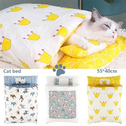 Washable Cat Bed Blanket Sleeping Bag Nest Japanese Style Animals Sleeping Sofa Bag Pet Small Dogs Blanket Winter Protection 201111