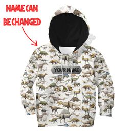 Love Dinosaur Custom Name 3d printed Hoodies suit tshirt zipper Pullover Kids Suit Funny Animal Sweatshirt Tracksuit 08 220704