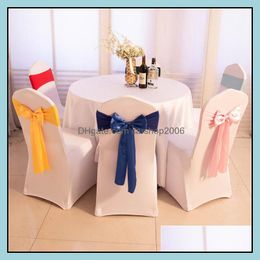 Sashes Chair Ers Home Textiles Garden Wed Sash Band Stretch Bow Tied Satin Spandex 13 Colours For Decoration Drop Delivery 2021 Pbxcm