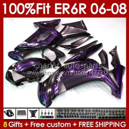 OEM Body Kit For KAWASAKI NINJA 650R ER6 650 R ER 6 F 2006-2008 Bodywork 139No.32 650R-ER6F 650-R ER-6F ER6F 06 07 08 ER 6F 2006 2007 2008 Injection Mould Fairing purple flames