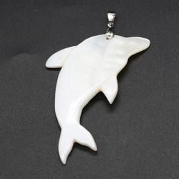 Pendant Necklaces Fine Natural White Mother Of Pearl Pendants Reiki Heal Cute Dolphin Charms For Fashion Jewelry Making Necklace SuppliesPen