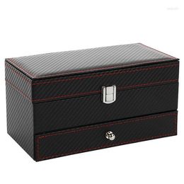 Watch Boxes & Cases Layer 4 Grid Drawer Box Double Case Ring Earring Necklace Jewellery Display Storage Rack GiftWatch Hele22
