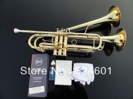 High Quality Brass Tube Bb Small Trumpet Adjustable Double Horn Gold Plated Surface Professional Music Instruments