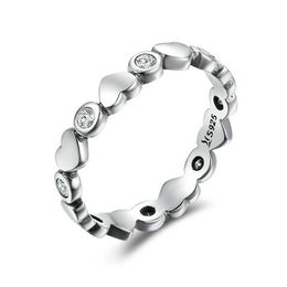 -Schillerndes Liebes Herz Solid 925 Sterling Silber Clear CZ Ring Größe 6-8 für Weihnacht Mädchen Geschenke249v