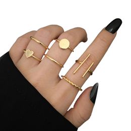 Fashion Jewellery Rings Set Hot Selling Metal Hollow Round Opening Women Finger Ring for Girl Lady Party Wedding Gifts