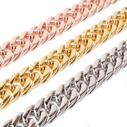 Chains Mens Chain 8mm Heavy Gold/Silver Color/Rose Gold Color 316L Stainless Steel Double Curb Link Boys Necklace Wholesale Gift