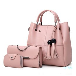 2022-Evening Bags Women Fashion Handbags Shoulder Bag Wallet Tote Top Handle Satchel Purse Synthetic Leather Set 3pcs Solid Colour