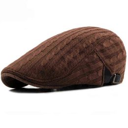 HT1465 New Women Men Beret Caps Western Style Autumn Winter Knit Hats Adjustable Stylish Brand Ivy Flat Caps Vintage Men berets J220722