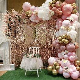1 Set Retro Pink White Balloons Arch Garland Kit 3D Sticker Diy Decoration For Wedding Birthday Party Supplies 220523