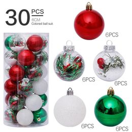 30PCS Christmas Ball Baubles Colorful Party Xmas Tree Decorations Hanging Ornament Red Gold Navidad Decor Y201020