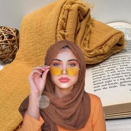 Ethnic Clothing 180Cm Fashionable Women Muslim Crinkle Hijab Scarf Foulard Femme Musulman Cotton Headscarf Islamic Viscose Shawls WrapsEthni