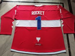 Custom Hockey Jersey Men Youth Women Vintage Laval Roc 1#ROCKET High School Size S-6XL or any name and number jersey