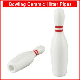 New Smoking Pipes Portable Ceramics Bowling Shape Philtre Dry Herb Tobacco Cigarette Holder Mouthpiece Catcher Taster 1 Hitter Pipes DHL Free