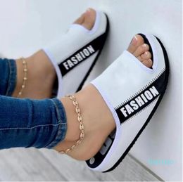 Sandals Women Slippers Summer Mixed Color Platform Casual Shoes Slip On Bedroom Flat Slides Female Indoor Non Fashion Style
