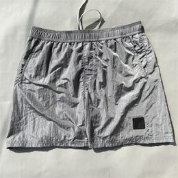 Shorts tingidos de nylon de metal masculino casual calça de praia shorts de natação preto cinza de alta qualidade