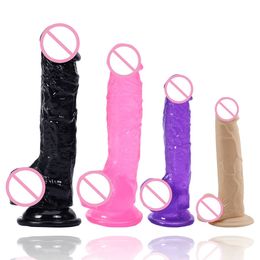 Strong Suction Cup Dildo G-spot Orgasm Erotic Prostate Massager Dildos Soft Jelly Anal Plug Masturbator Cosplay Adult Games SM