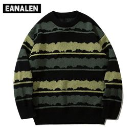 Harajuku vintage jumper striped ugly sweater streetwear pullover men oversized hip hop punk knitwear video grandpa sweater 220817