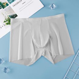 Andongnywell Men's Ice Silky Elephant Nose Breathable Bulge Pouch Boxer Briefs Elastic Waist Trunks Underwear 3 Pack 
