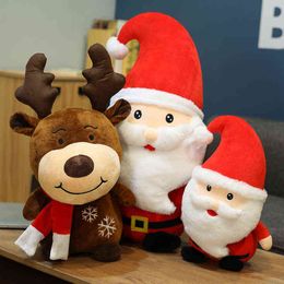 Pc Cm Cartoon Santa Claus Christmas Elk Hugs High Quality Stuffed Soft Dolls Baby Children Kids Xmas Decoration J220704