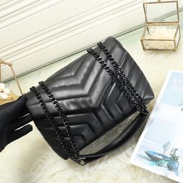 Fashion Designer Bags LOULOU Women's Chain Real Leather Black Leather 22cm 25cm and 32cm Large-Capacity Shoulder Bag High Quality Quilted 88