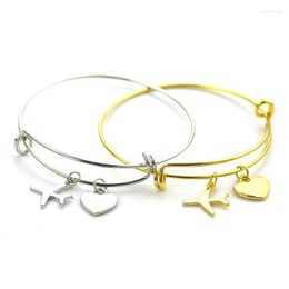 Bangle Gold Silver Colour Aeroplane Adjustable Bracelets Plane Heart Bangles Aircraft Bracelet For Women Accessories Drop 1 Inte22