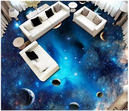 Custom photo flooring wallpaper 3d Wall Stickers Modern sky universe star planet 3D floor painting walls papers home decoration