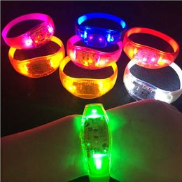 Led toy 7 Colour Sound Control Flashing Bracelet Light Up Bangle Wristband Music Activated Night light Club Activity Party Bars Disco Cheer