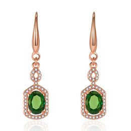 red and green gemstone earrings 18K rose gold plated micro-set zircon red and green crystal earrings silver Jewellery